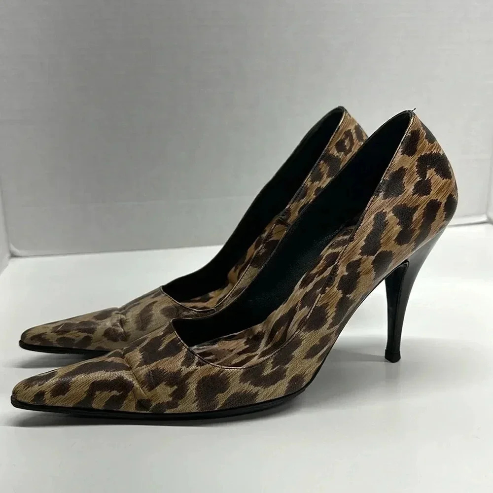 Dolce & Gabanna High Heel Shoes Pumps Cheetah Animal Print Brown Size 39.5 9.5